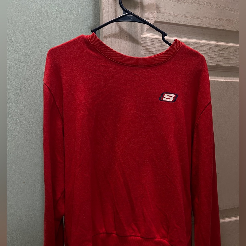 Skechers Red Crewneck Sweatshirt with Logo Patch
